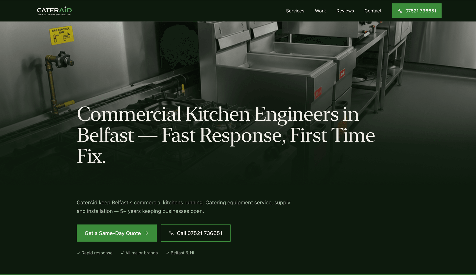 cateraid.co.uk website screenshot