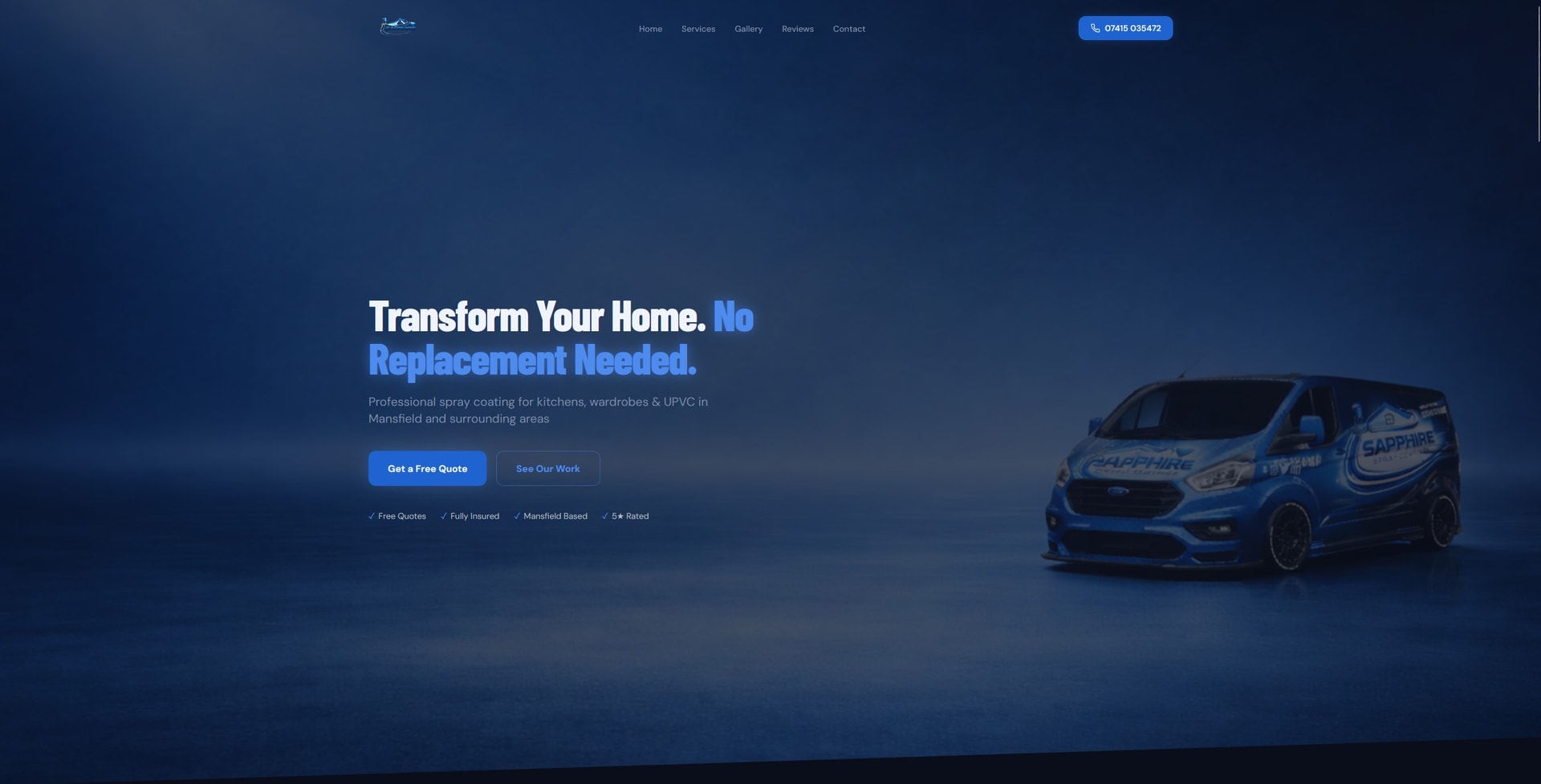 sapphirespraycoatings.co.uk website screenshot