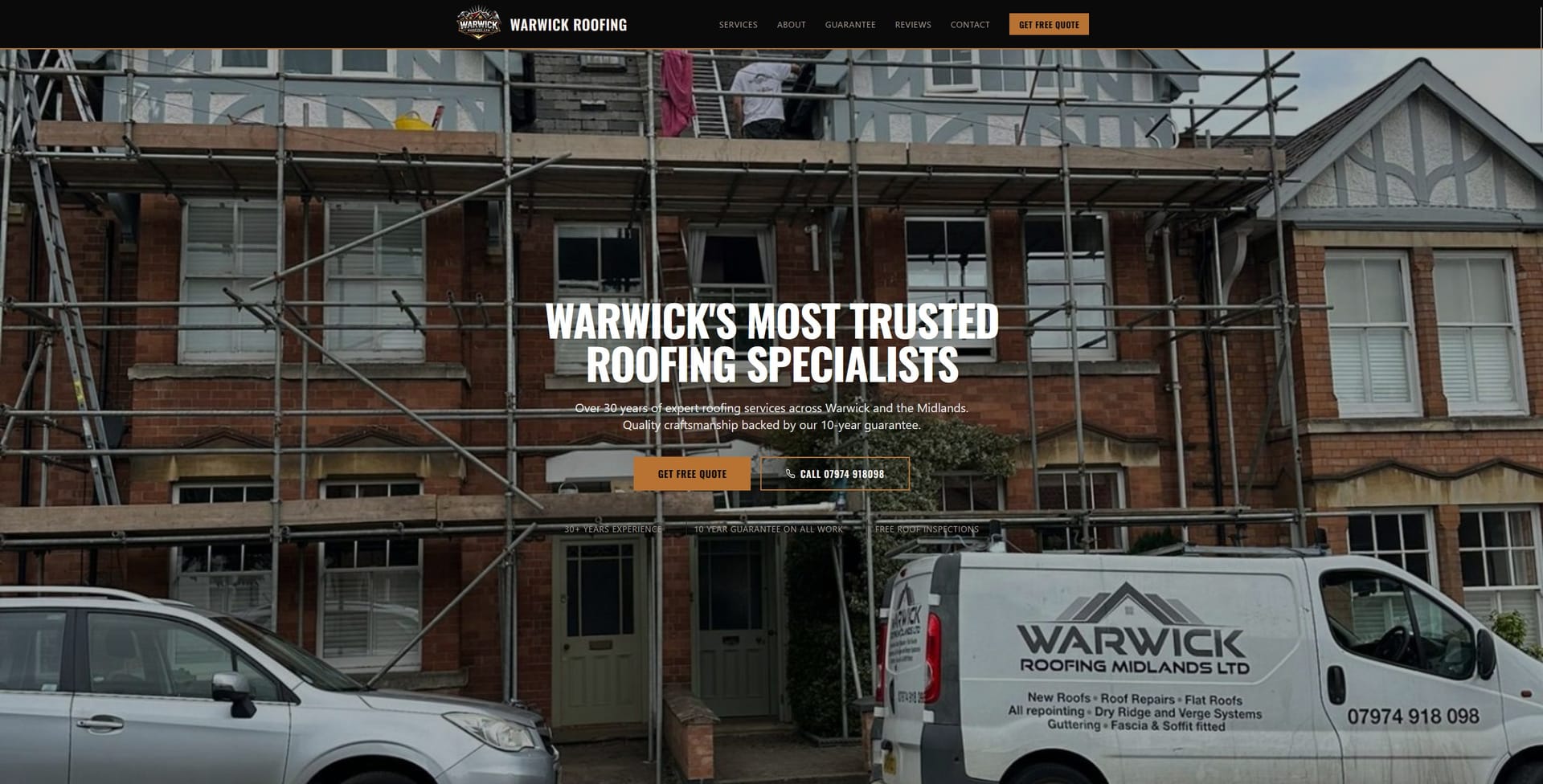 Warwick Roofing website